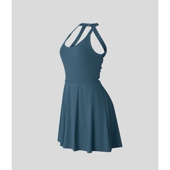 NWT Halara Twisted Backless Active Dress Blue Size 3X Athleisure Mini - Picture 7 of 10